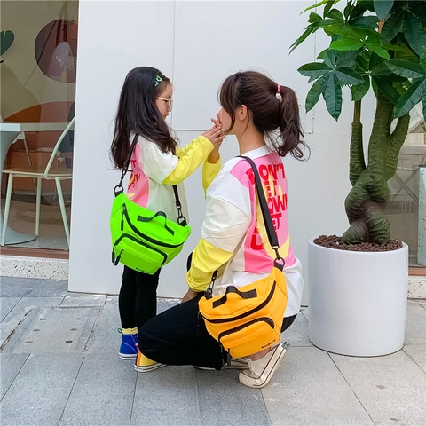 Kids Waist Bag Nylon Chest Pack Crossbody Bag Adjustable Strap Trendy Candy Color For Boys Girls Outdoor Sports