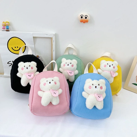 Mini Zaino In Tela Per Bambini Simpatico Orsetto In Peluche 3D Cartone Animato Cartella Per Ragazzi E Ragazze Dell'Asilo