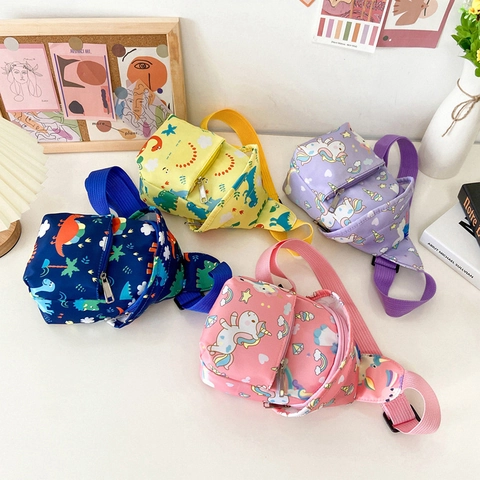 Kinder Borsttas Nylon Cartoon Draak Eenhoorn Verstelbare Riem Schoudertas Accessoire Voor Kinderen Tas