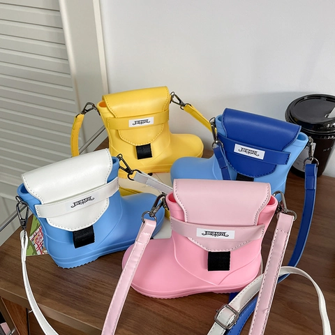Regenstiefel Form Umhängetasche PU Leder Mini Süße Wasserdichte Neuheit Schultertasche Für Damen
