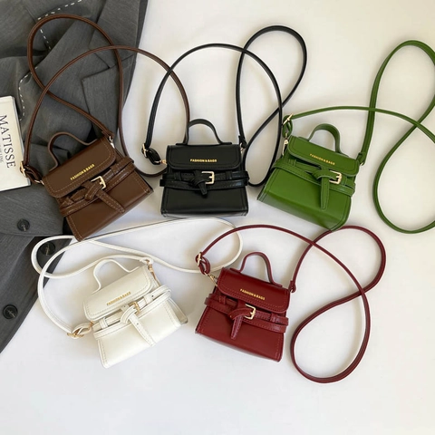 Dames Mini Vierkante Tas PU Leer Riem Decor Mode Eenvoudige Kleine Schoudertas Handtas Dagelijks Casual
