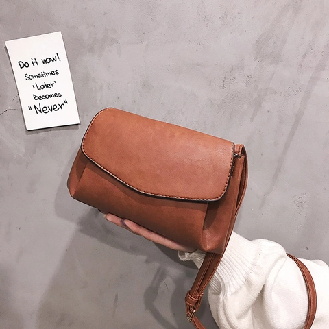 Women Retro PU Leather Shoulder Bag Crossbody Small Square Flap Magnetic Snap Solid Color Fashion Korean Style