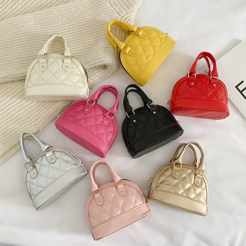 Mini Sac Bandoulière Coquillage Matelassé Pour Enfants Cuir PU Sac À Main Motif Diamants Avec Chaîne Accessoire De Mode