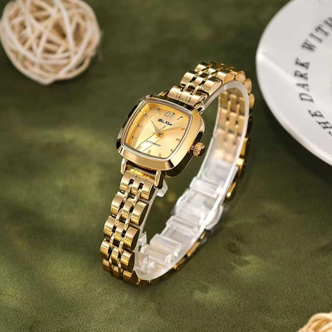 Orologio Al Quarzo Da Donna Quadrante Quadrato Vintage Lusso Impermeabile Movimento Giapponese Cassa Lega Acciaio Cuoio