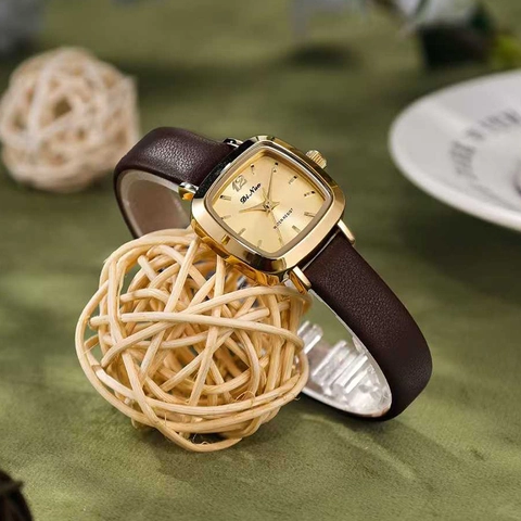 Orologio Al Quarzo Da Donna Quadrante Quadrato Vintage Lusso Impermeabile Movimento Giapponese Cassa Lega Acciaio Cuoio