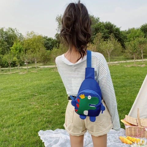 Marsupio Bambini Dinosauro Cartone Animato Nylon Impermeabile Tracolla Regolabile Borsa Monospalla Ragazzi Ragazze Piccoli