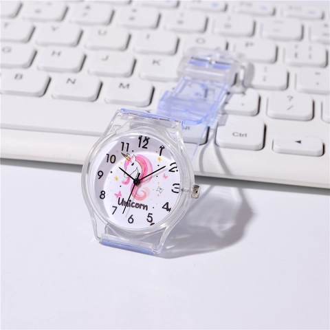 Orologio Al Quarzo Unicorno Per Bambini Con Cinturino In Plastica Trasparente E Cassa In Lega Orologio Analogico Per Ragazze