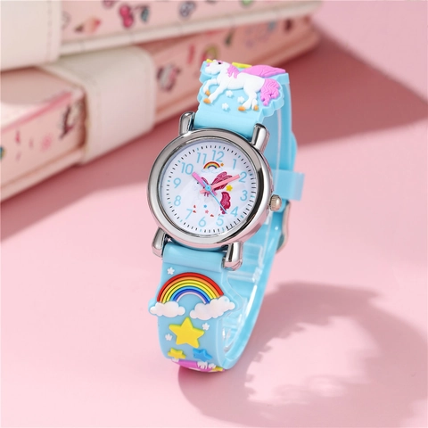 Kinder Quarz Uhr Süßes Einhorn Regenbogen Silikonarmband Analog Armbanduhr Für Mädchen Schüler Geschenk Zeitlernen
