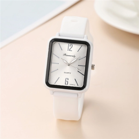 Orologio Al Quarzo Rettangolare Da Donna Con Cinturino In Silicone E Cassa In Lega Orologio Da Polso Minimalista Casual Sportivo