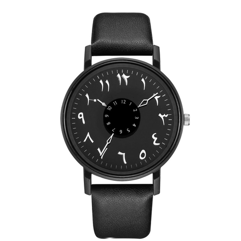 Fashion Quartz Watch Eastern Arabic Numerals Dial PU Leather Strap Alloy Case Minimalist Casual Wristwatch For Couples