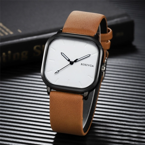 Orologio Al Quarzo Da Uomo Quadrante Quadrato Cassa In Lega Cinturino In Pelle PU Business Casual Orologio Da Polso Analogico