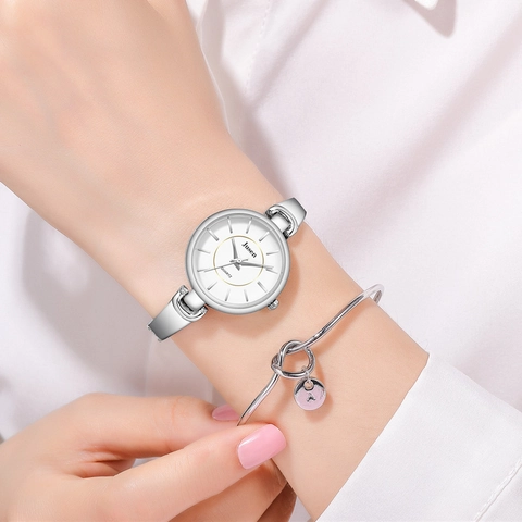 Orologio Al Quarzo Da Donna Lega Bracciale Bangle Orologio Da Polso Minimalista Elegante Quadrante Rotondo Accessorio Di Moda