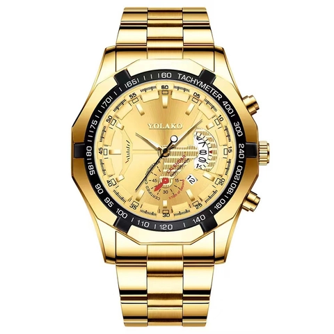 Men Quartz Watch Stainless Steel Strap Alloy Case Calendar Tachymeter Large Dial Business Sports Fashion Wristwatch