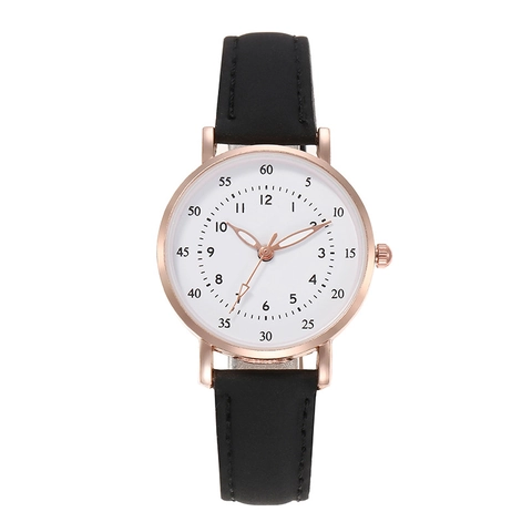 Women Quartz Watch Rose Gold Alloy Case Suede Faux Leather Strap Minimalist Arabic Numerals Dual Scale Dial Fashion