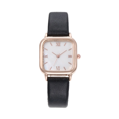 Orologio Quarzo Donna Cassa Lega Quadrata Cinturino Ecopelle Numeri Romani Retro Minimalista Elegante Da Polso