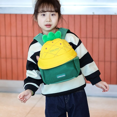 Kids Backpack Cartoon Fruit Animal Hat Shape Nylon Breathable Mesh Toddler School Bag For Kindergarten Preschool