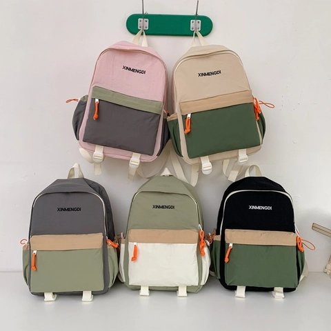 Mochila Escolar Para Niños Gran Capacidad Nailon Color Contraste Mochila Infantil Moderna Para Niños Niñas Estudiantes