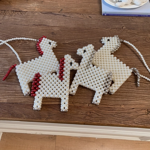Handmade Woven Faux Artificial Pearl Pony Shape Crossbody Bag Cute Animal Mini Shoulder Purse For Kids Girls Fashion Accessory