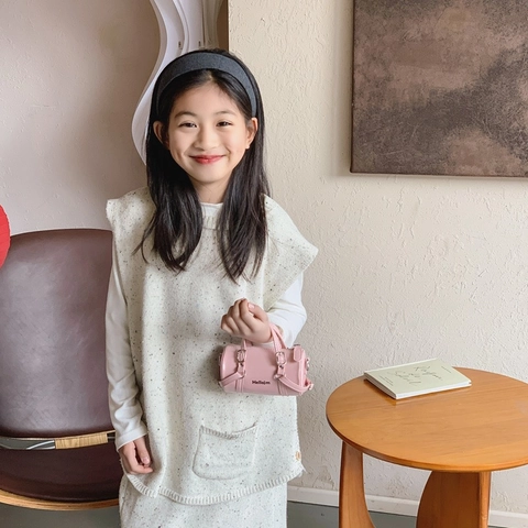 Sac À Bandoulière Mini Baril Pour Enfants Sac À Main En Cuir PU Style Coréen Minimaliste Pour Garçons Filles