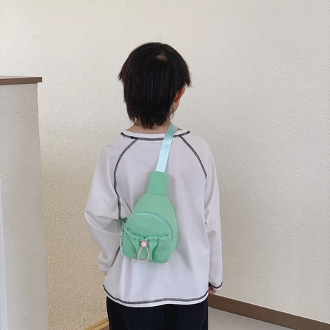 Borsa Da Petto Per Bambini Nylon Leggero Colore Solido Tasca Con Coulisse Tracolla Regolabile Casual Per Ragazzi Ragazze