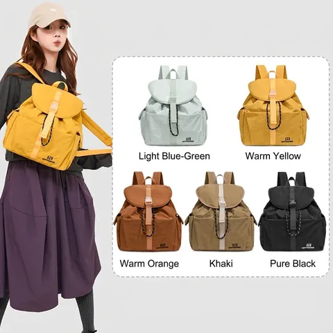 Mochila Niños Nylon Gran Capacidad Hebilla De Solapa Cartera Escolar Para Niños Niñas Impermeable Transpirable Color Sólido
