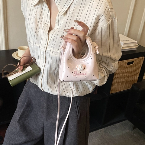 Mini Sac À Bandoulière Enfants Cuir PU Motif Pois Cœur Décoration Animale Petit Sac À Main Pour Fillettes