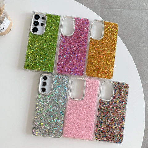 Custodia Per Telefono Con Paillettes E Cornice Galvanizzata Colla A Goccia Lucida TPU Antiurto Cover Per Smartphone Da Donna