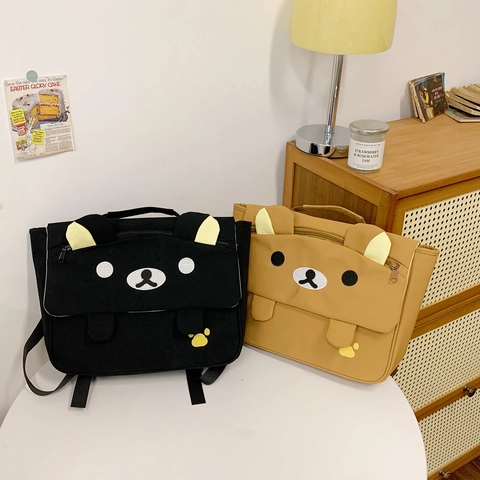 Zaino Orso Cartone Animato Bambini Forma Animale Orecchie Dimensionali Nylon Traspirante Grande Capacità Borsa Asilo Ragazzi Ragazze