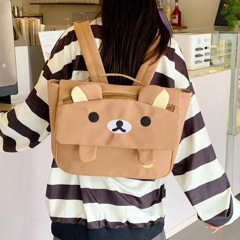 Zaino Orso Cartone Animato Bambini Forma Animale Orecchie Dimensionali Nylon Traspirante Grande Capacità Borsa Asilo Ragazzi Ragazze