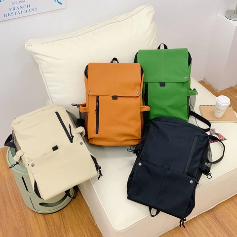 Koreanischer Stil PU Leder Kinder Rucksack Große Kapazität Flip Top Schultasche Grundschule Jungen Mädchen Lässig Einfarbig