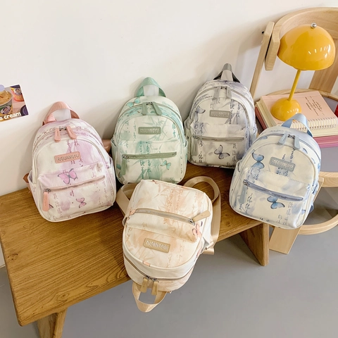 New Chinese Style Kinder Mini Rucksack Mit Schmetterlingsdruck Und Chinesischer Kalligraphie Cord Leicht Kleinkinder Schultasche
