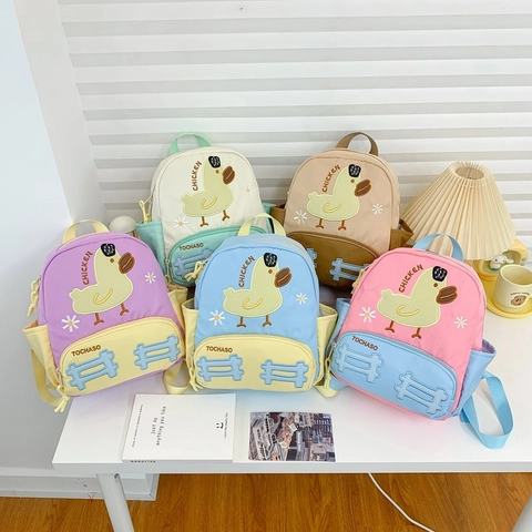 Sac À Dos Enfant Canard Dessin Animé Tissu Durable Sangles Réglables Sac École Maternelle Pour Tout-Petits Garçons Filles