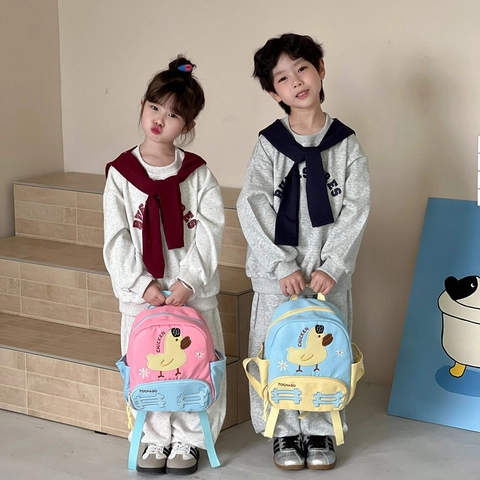 Sac À Dos Enfant Canard Dessin Animé Tissu Durable Sangles Réglables Sac École Maternelle Pour Tout-Petits Garçons Filles