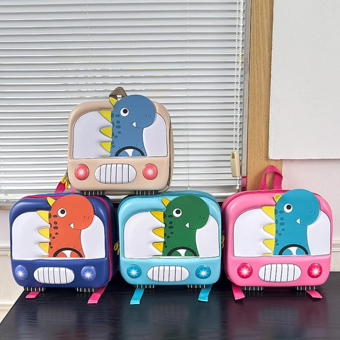 Cartoon Dinosaur Toddler Backpack 3D Bus Shape EVA Hardshell Schoolbag For Kindergarten Boys Girls Lightweight Bag