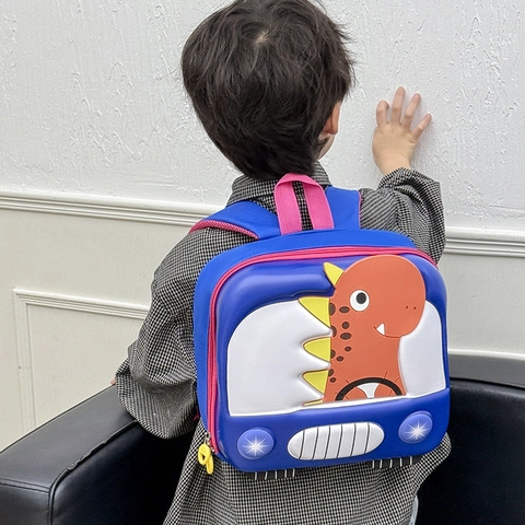 Cartoon Dinosaur Toddler Backpack 3D Bus Shape EVA Hardshell Schoolbag For Kindergarten Boys Girls Lightweight Bag