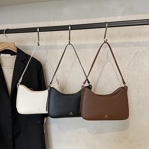 Women Underarm Shoulder Bag PU Leather Minimalist Vintage Solid Color Daily Casual Versatile Retro Chic Hobo Handbag