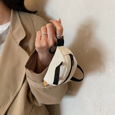 Mini Segeltuch Münzbörse Taschenanhänger Kopfhörer Tasche Mit Karabinerhaken Industriestil Zubehör Für Damen