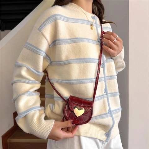 Kinder Mini Umhängetasche Krokodilmuster PU Leder Herzschnalle Mode Klappe Schultertasche