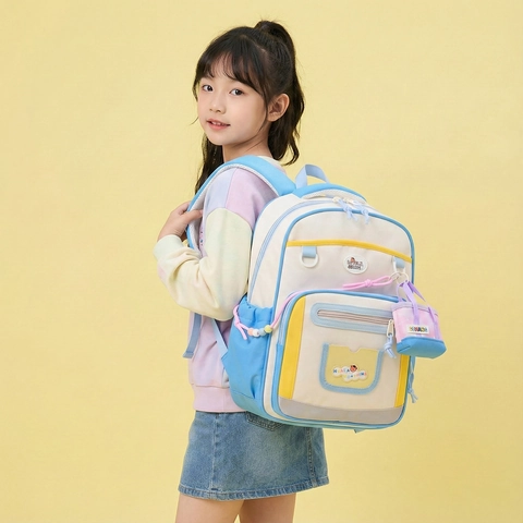 Mochila Escolar Niños Tela Oxford Resistente Al Agua Bloque Color Escuela Primaria Lindo Niños Niñas Con Mini Bolsa