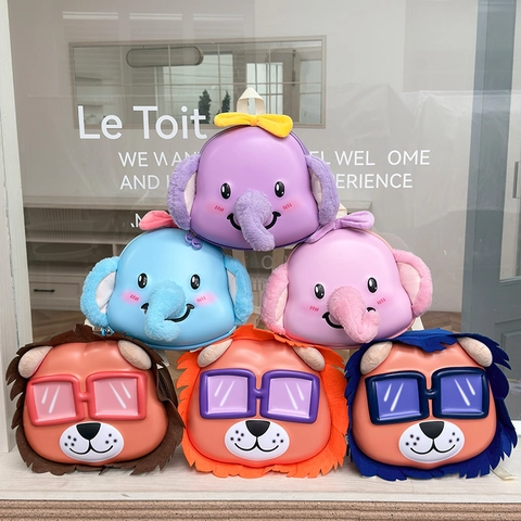Zaino Per Bambini 3D Cartone Animato Leone Elefante Guscio Rigido EVA Tessuto Oxford Traspirante Leggero Per Asilo