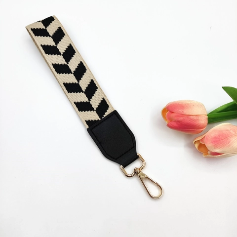 Wide Braided Bag Strap Replacement Handle For Handbags Phone Lanyard With Metal Clasp PU Leather Geometric Pattern Boho