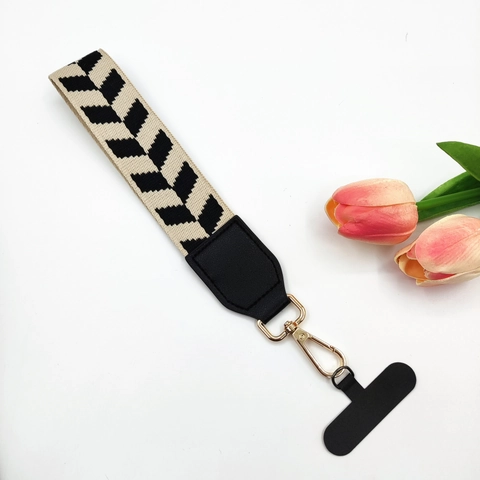 Geometric Woven Bag Strap Replacement Handle For Handbags Phone Lanyard Wrist Strap With Alloy Clasp Leopard Print Purse Strap