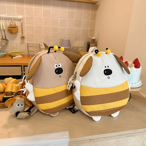 Zaino Personaggio Cane Ape Cartone Animato Carino Motivo Animale Righe Borsa Scuola Per Bambini E Ragazzi In Nylon