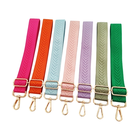 Adjustable Wide Bag Strap Replacement Solid Color Herringbone Weave Polyester Fabric Shoulder Crossbody Strap With Metal Buckle