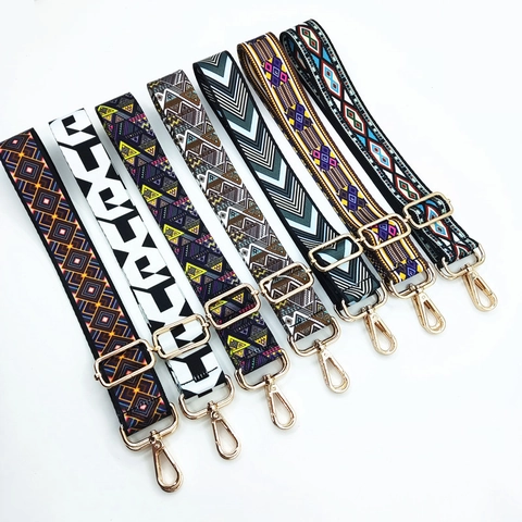 Ethnic Style Wide Shoulder Strap Adjustable Polyester Replacement Belt For Crossbody Bag Handbag Colorful Print Bohemian Vintage