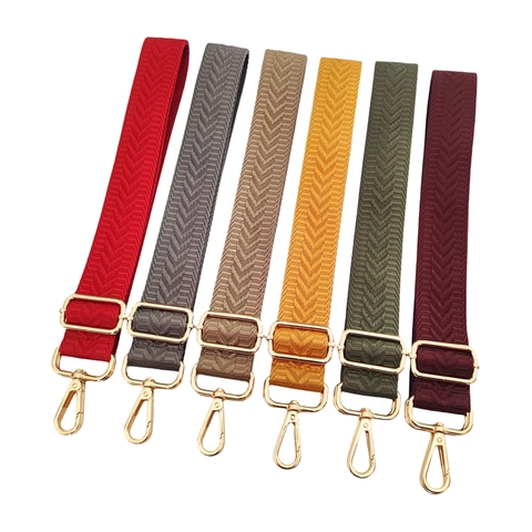 Adjustable Polyester Bag Strap With Metal Buckle Solid Color Herringbone Replacement Shoulder Strap For Women Handbags