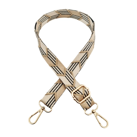 Adjustable Replacement Shoulder Strap Jacquard Webbing Geometric Chevron Pattern Metal Buckle For Handbags Crossbody Bags