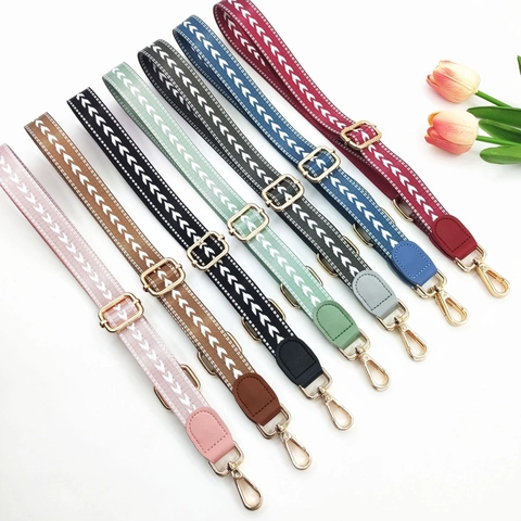 Adjustable Wide Bag Strap Chevron Weave Pattern Shoulder Crossbody Replacement Belt Faux Leather Ends Metal Hardware