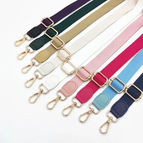 Bandoulière de Sac Réglable Couleur Unie en Coton Polyester Cuir PU Accessoire pour Sac à Main Avec Boucle en Métal