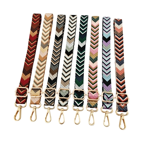 Tracolla Di Ricambio Regolabile In Tessuto Jacquard Poliestere Cotone Per Borse A Tracolla Motivo Geometrico Chevron